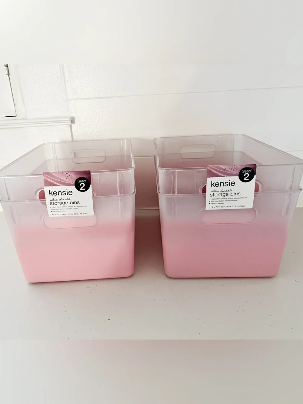 NWT Kensie Frosted Blush Storage Bins Set of 4 (2 Packs) Closet Organization